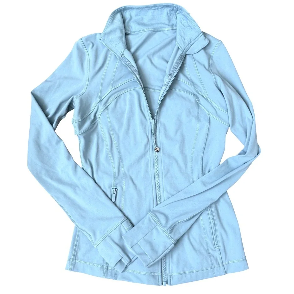 Lululemon Define Jacket Nulu Washed Blue Full Zip Women Size 6 Athleisure Yoga